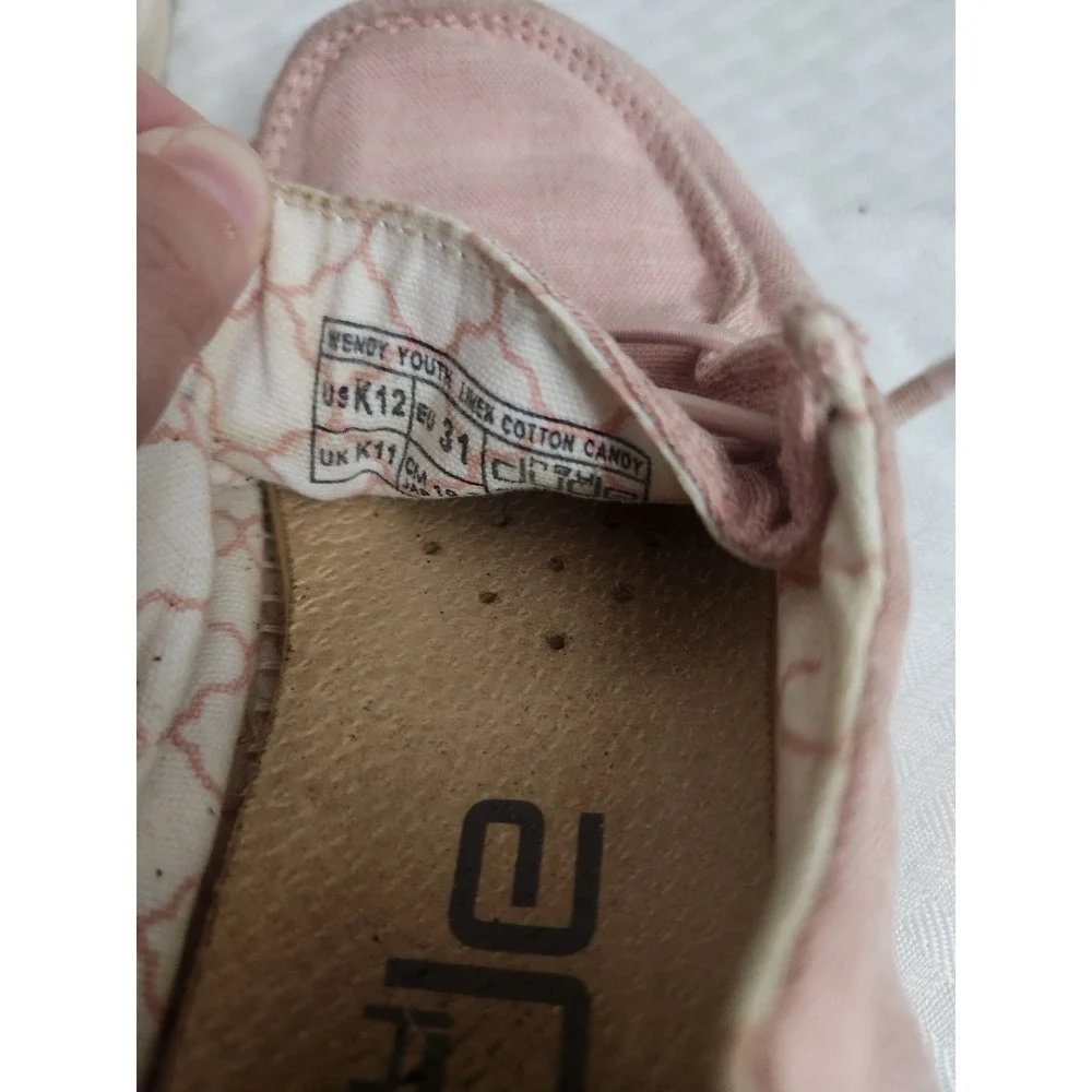 Hey Dude Wendy Youth Linen Cotton‎ Candy Pink Slip On Loafers US K12 Kids Shoes